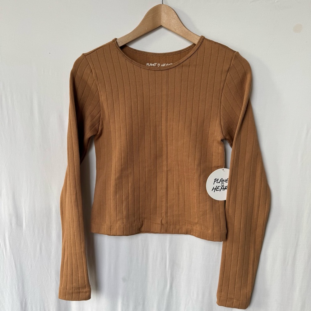 Planet Heart Women's Brown Ribbed Top